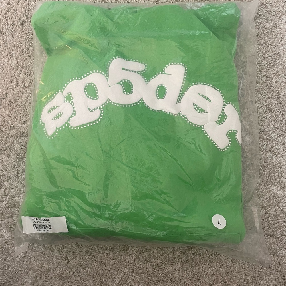 COPY - Slime Green Sp5der Hoodie size L brand new